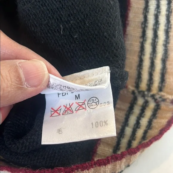 Burberry Black Turtleneck Sweater with Striped Trim - Picture 3 of 5